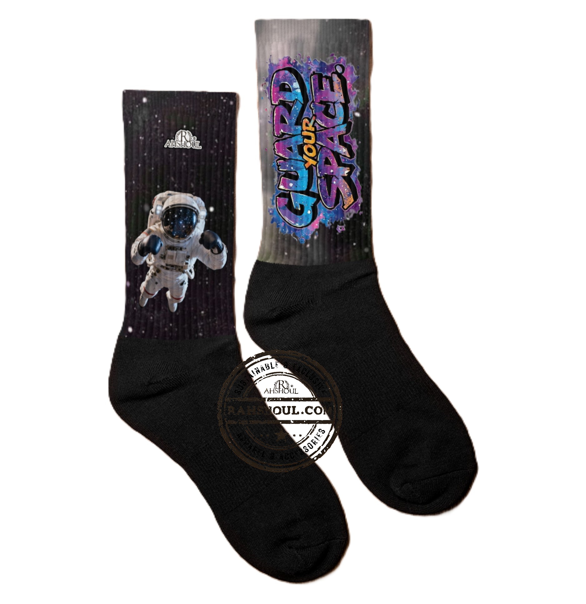 Photo of Rahshoul.com Guard Your Space Socks Side View