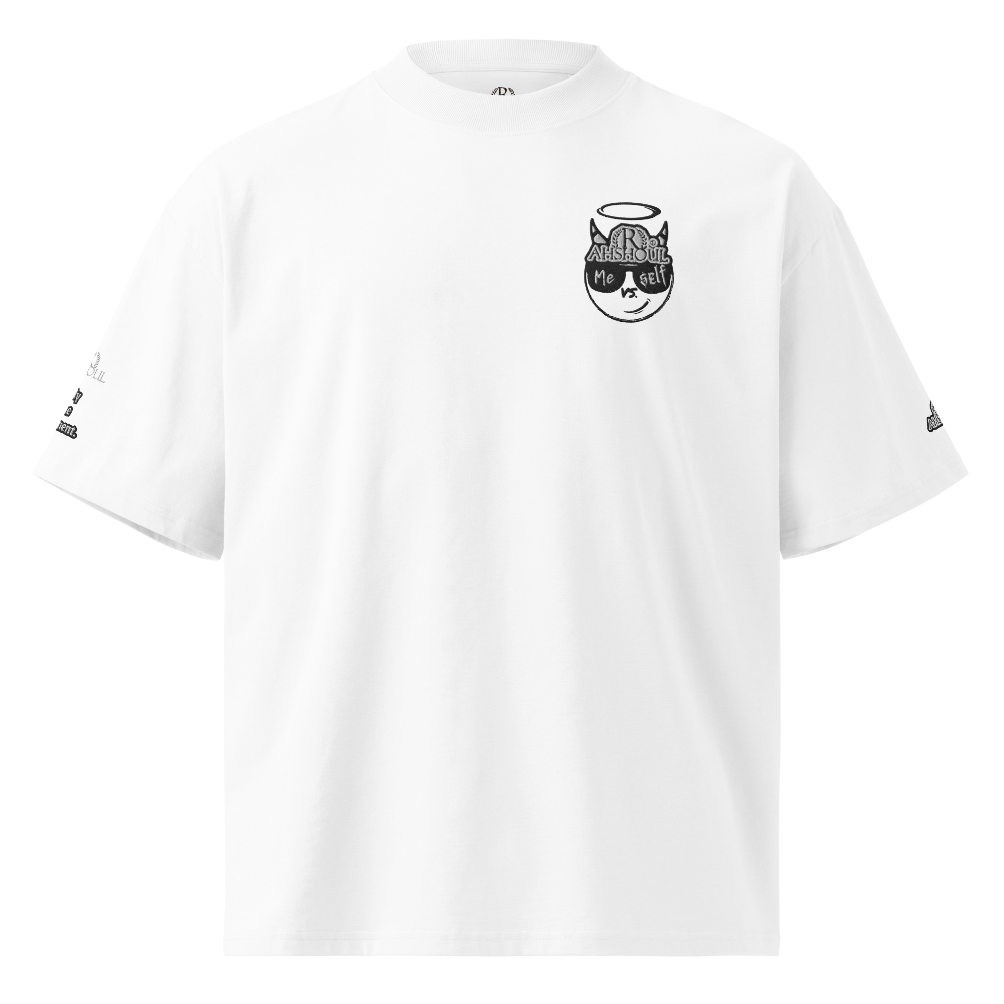 "Minimalist 'Me vs. Self' EcoTee with emoji design. Only One Opponent"
