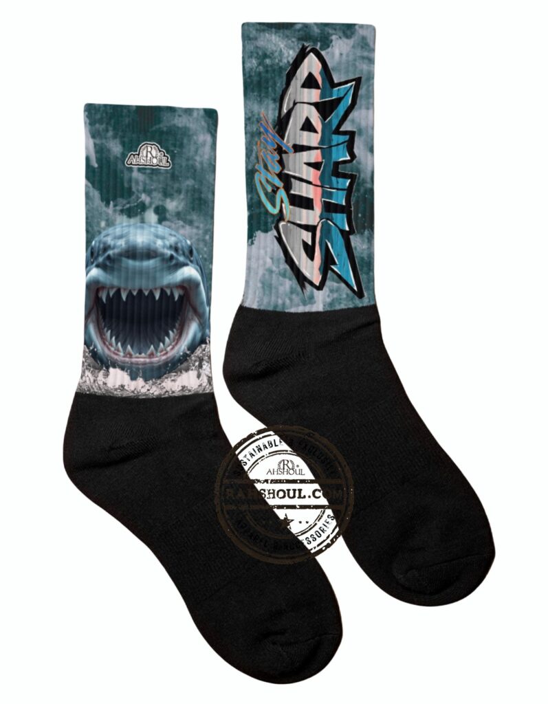 Photo of Rahshoul.com Stay Sharp Shark Theme Socks